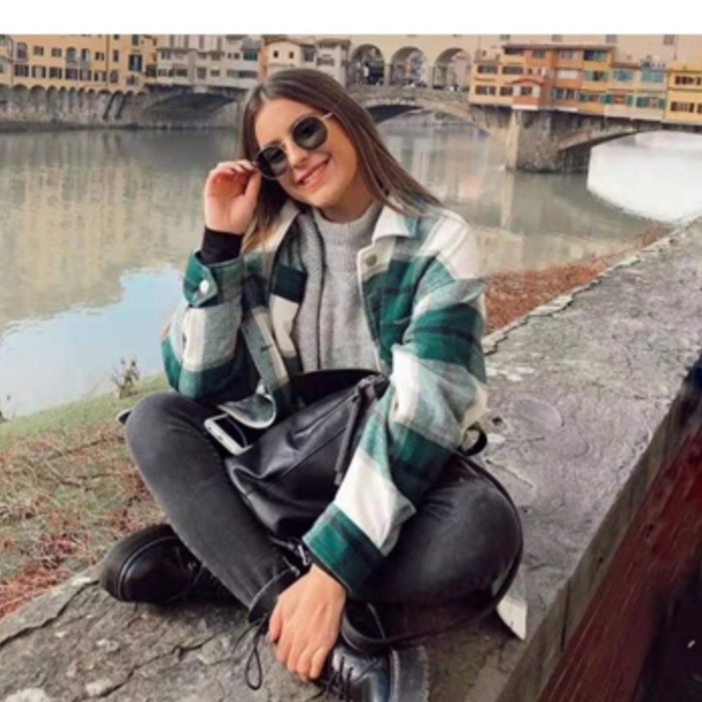 Plaid Stripe Oversized Flannel Shirt Shacket - Picture 9 of 16